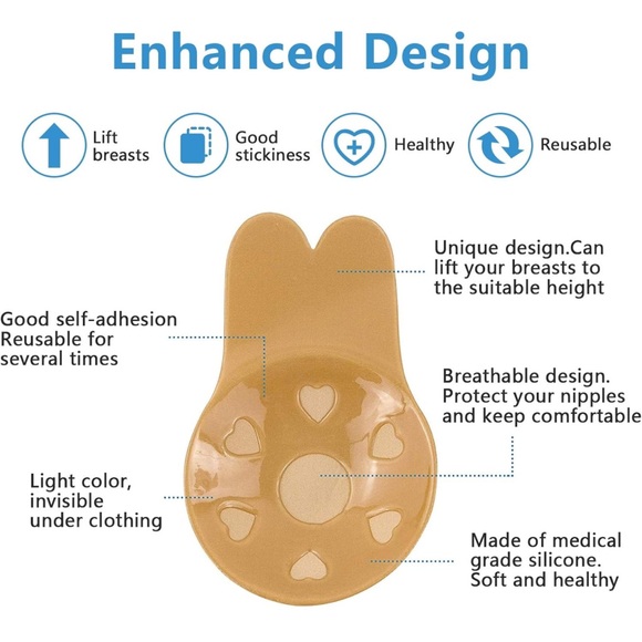 COPY - COPY - NWT women’s silicon invisible lift bra with nipple cover set size… - Picture 10 of 12